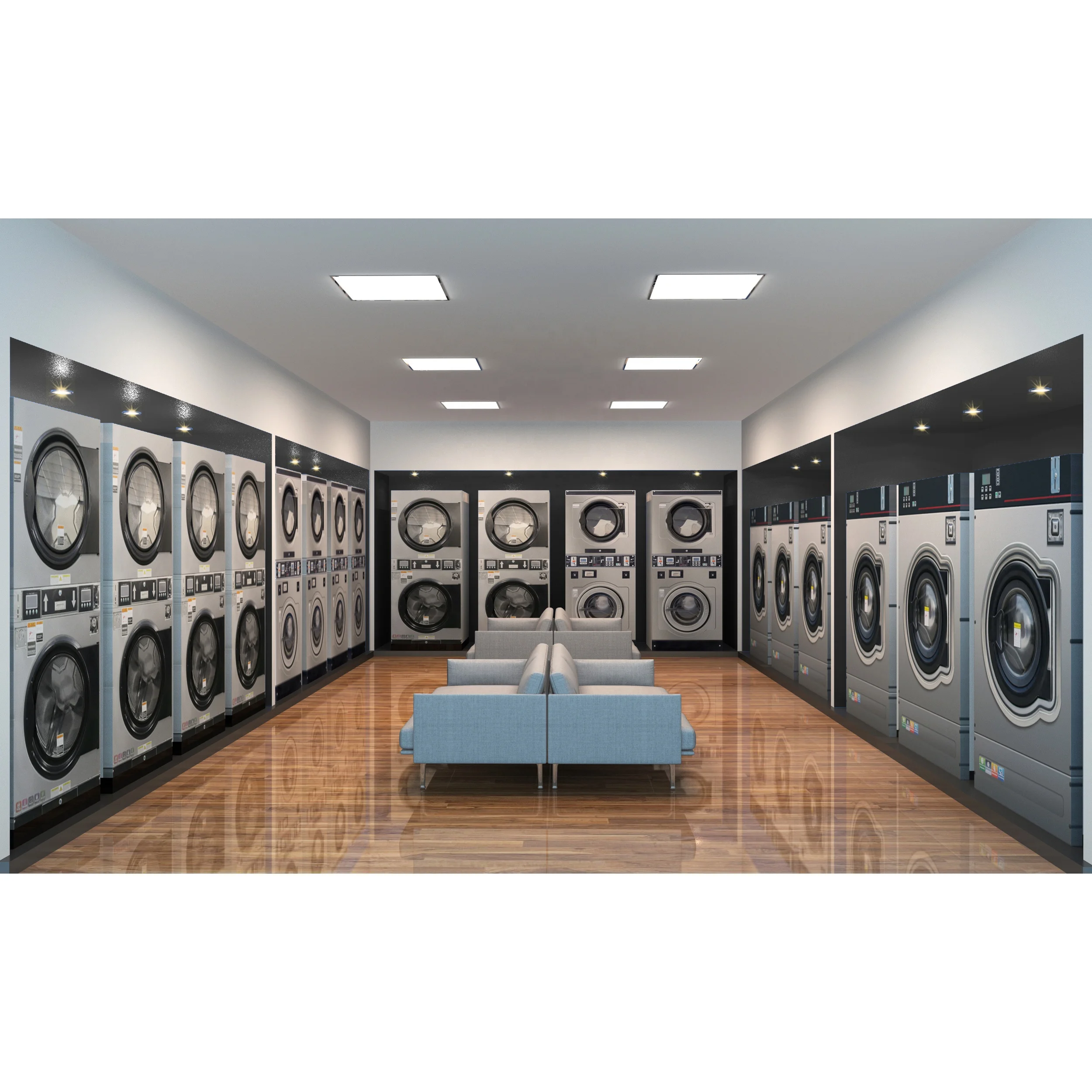 코인/카드 작동식 12-25kg 전자동 스택형 세탁기 및 건조기, 상업용 세탁 장비