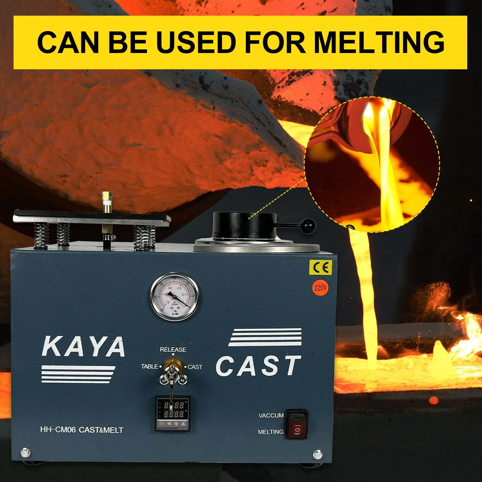 Digital Display High Temperature Refining Gold Melting Furnace 2L Lost Wax Cast Jewelry Vacuum Casting Machine with 3 Cfm Pump
