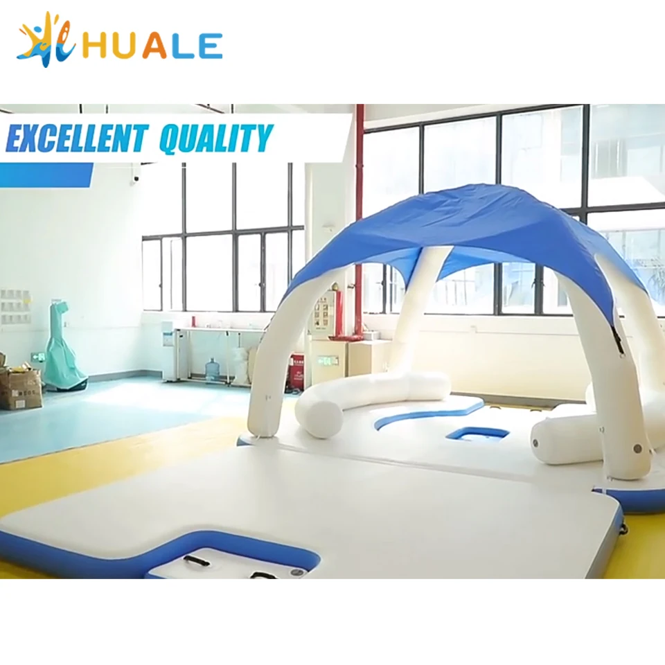 Factories Customized Inflatable Floating Island Yacht Summer Inflatable Water Park Floating Pier Inflatable Island