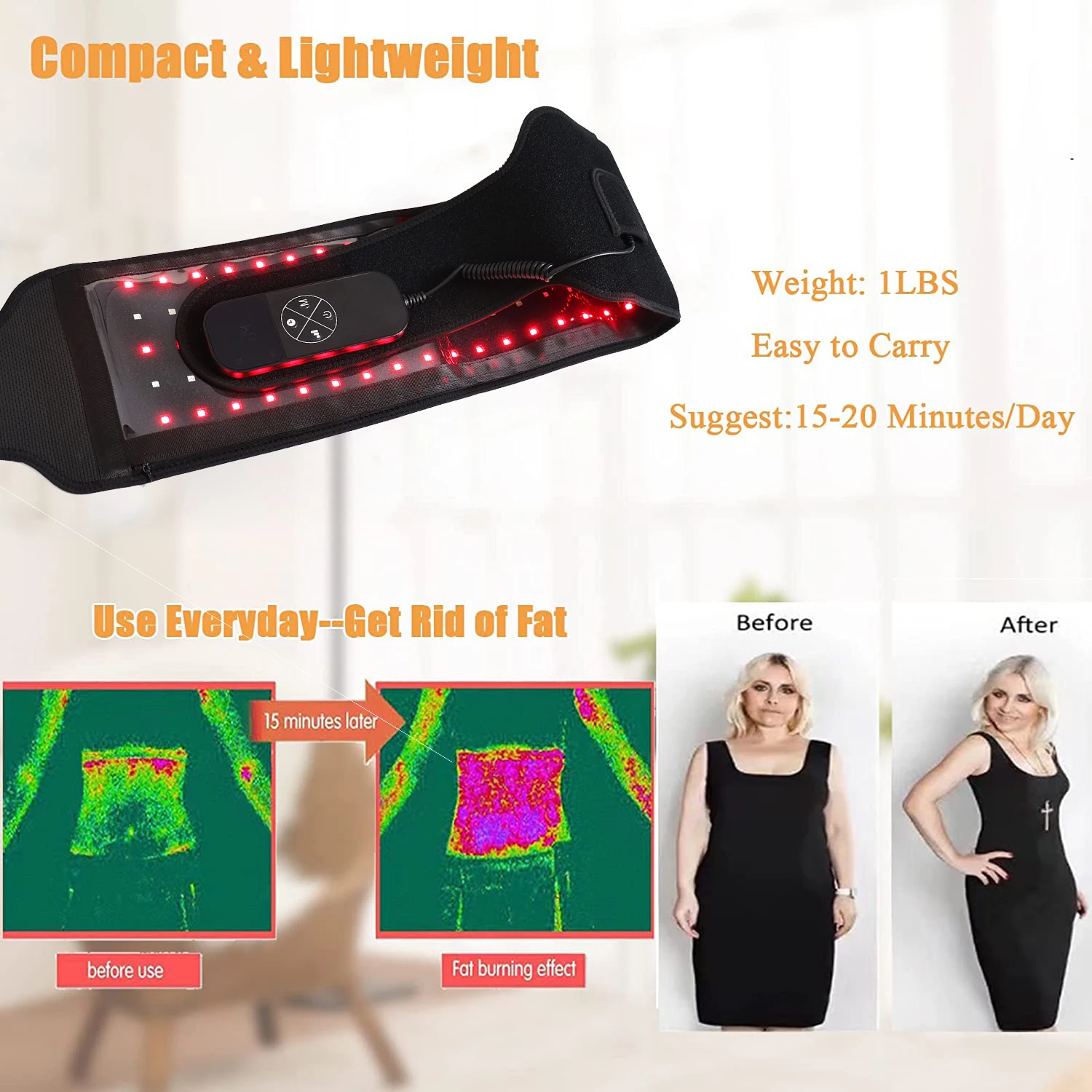 Amazon Best Selling Home Use Near Flexible Nushape Lipo Wrap 130 Leds Large Red Red Light Therapy Wrap Belt for Fat Loss
