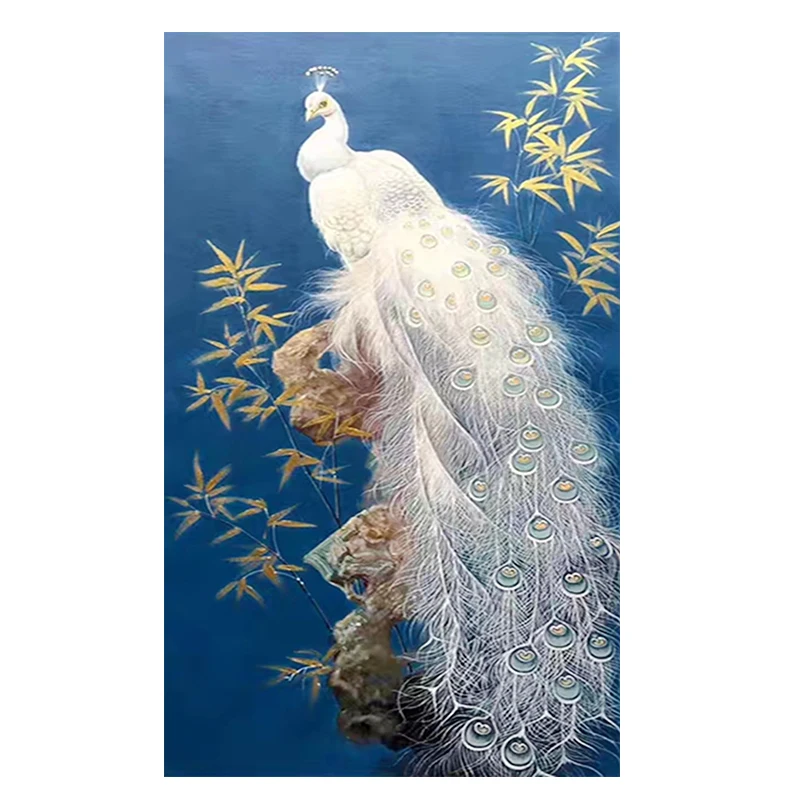 White Peacock DIY Diamond Painting – GemsFlow