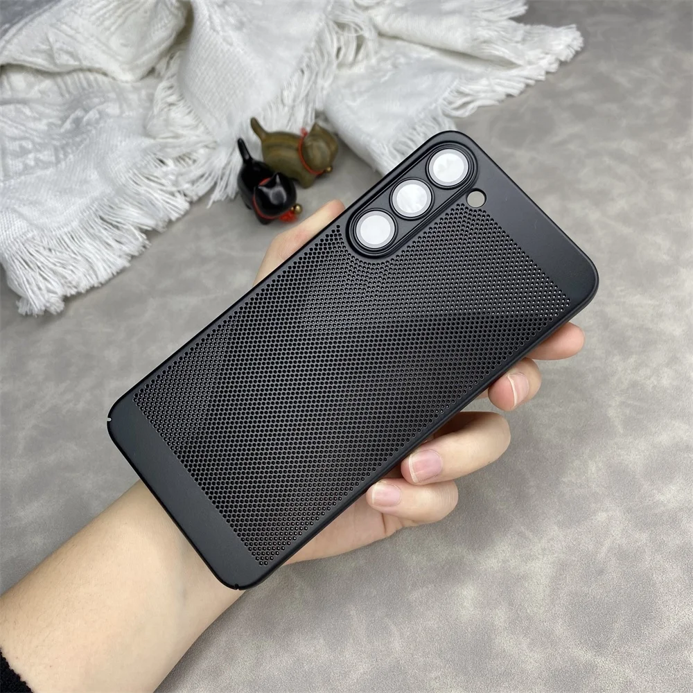 New Arrival Lens Protection Honeycomb Heat Dissipation Hard PC Net Phone Case for Samsung S23 Plus S22 Note 20 Ultra S21 FE