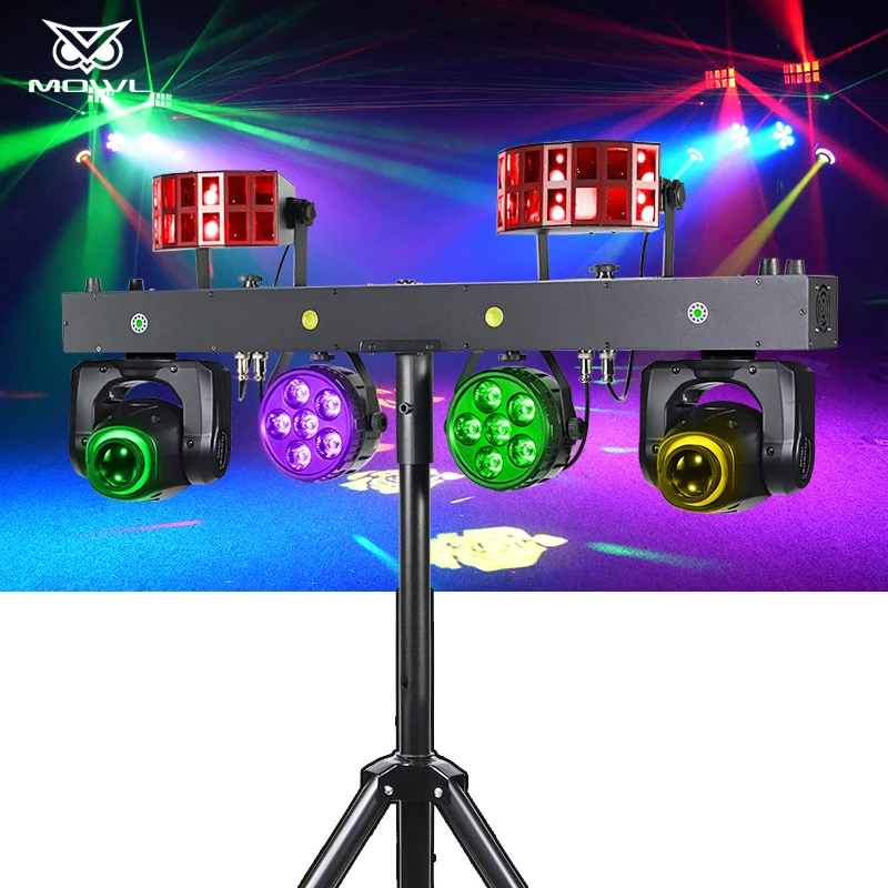 DJ Party Disco Bar Stage Light 4pcs 12x1w RGBW 4in1 LED Moving Head Par ...