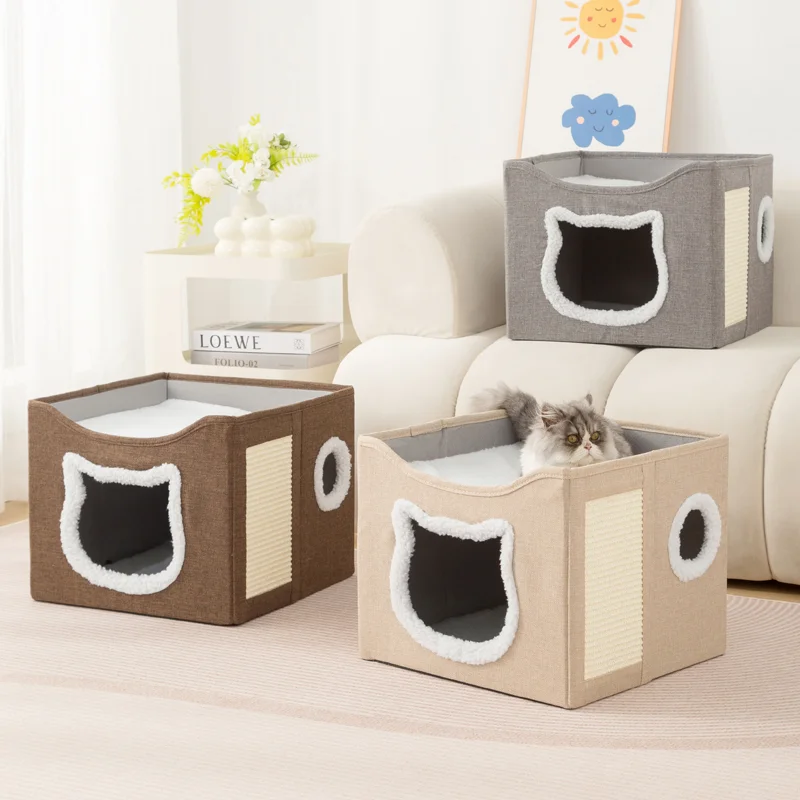 Retro Solid Indoor Pet Bed Scratching Board Hanging Ball Cave Eco-Friendly Dog Cat Beds Accessories Wholesale Summer Suitable manufacture