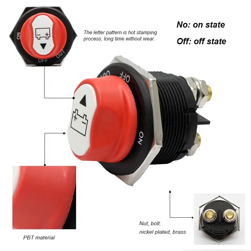 Greluma 200 A Batterie-Trennschalter 12V-24V – Ein-/Aus-Schalter Mit Wasserdichter Kappe Für Auto, Boot, Wohnmobil, Motorrad