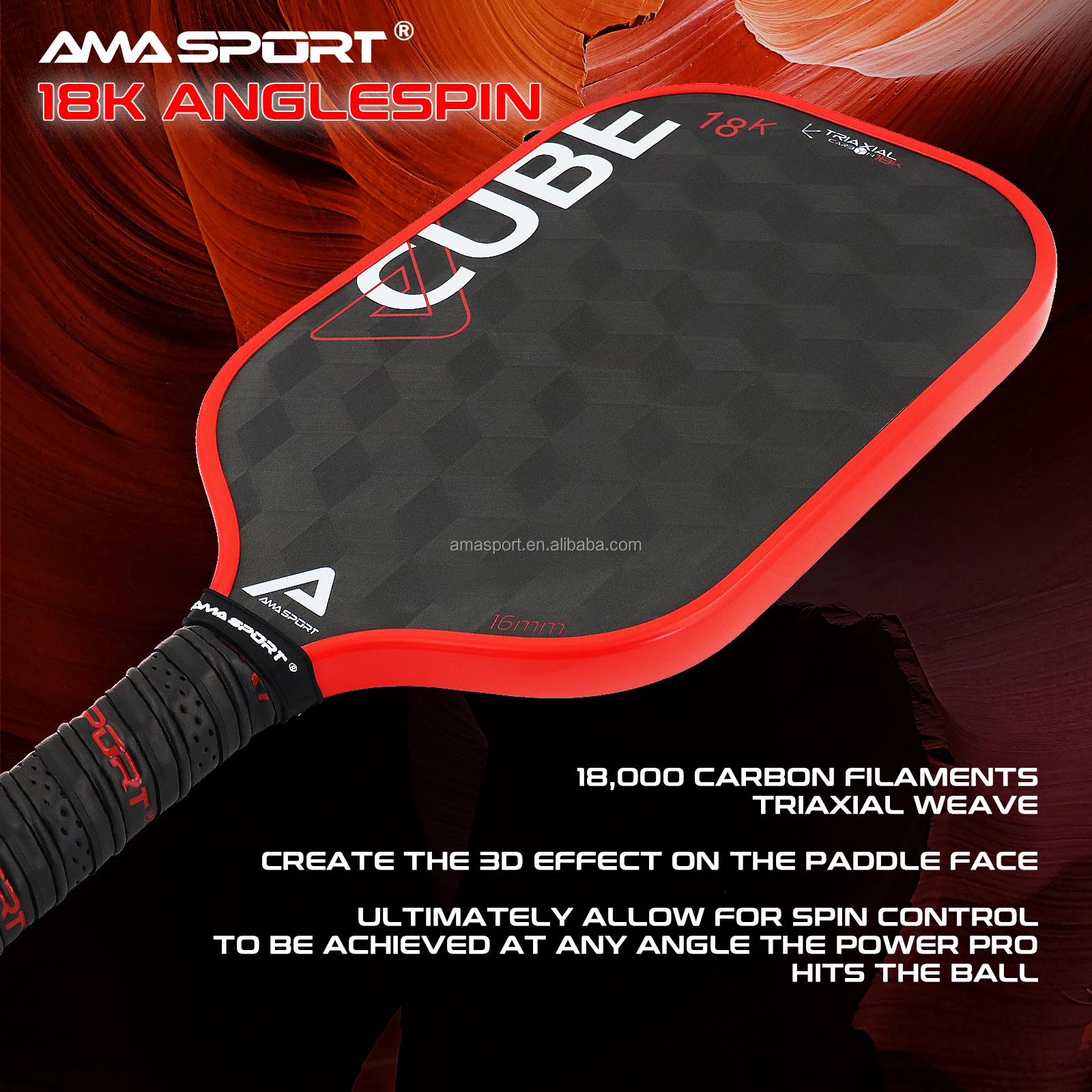 For AMASPORT 18K Carbon Fiber Custom USAPA Pickleball Paddle Racket New Arrival Durable Max Spin with Cube Surface