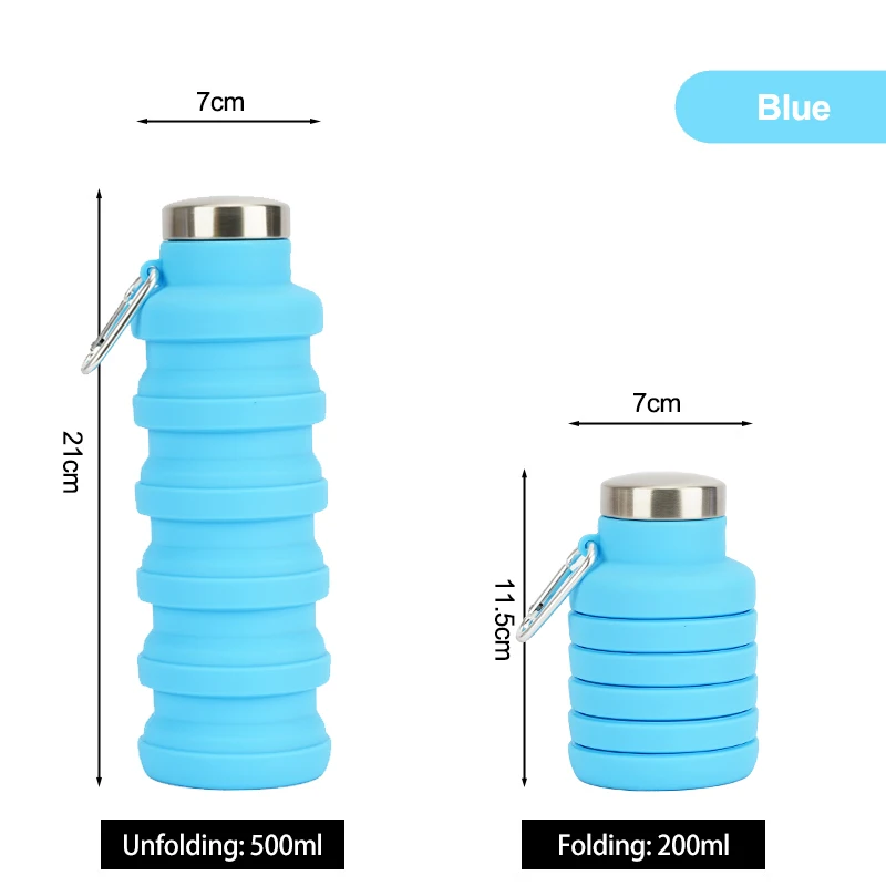 Popular Collapsible Silicone Water Bottle Silicone Water Bottle Water Bottle with Carabiner for school