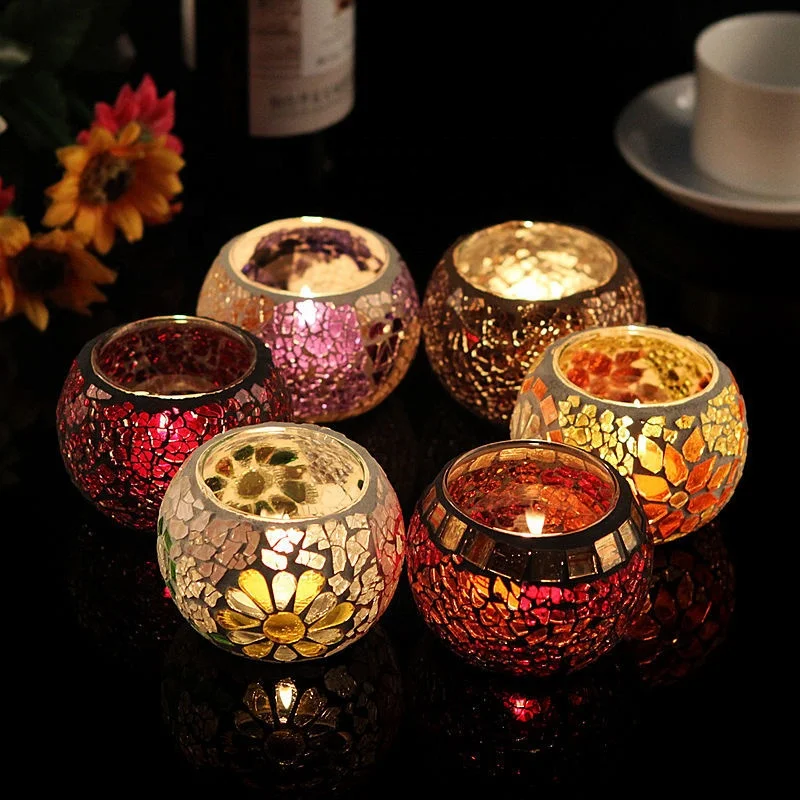 mosaic glass tea light holder