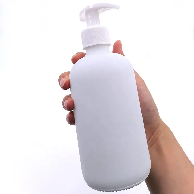 hot selling Boston round bath wash dispenser 350ml 12oz 500ml 16oz 250ml 8oz matte white liquid soap glass bottle with pump tops