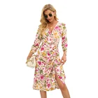 Summer Cut Out Fashion Casual Womens Sexy Party Elastic Chiffon Allover Floral Elegant Ruched Long Dresses