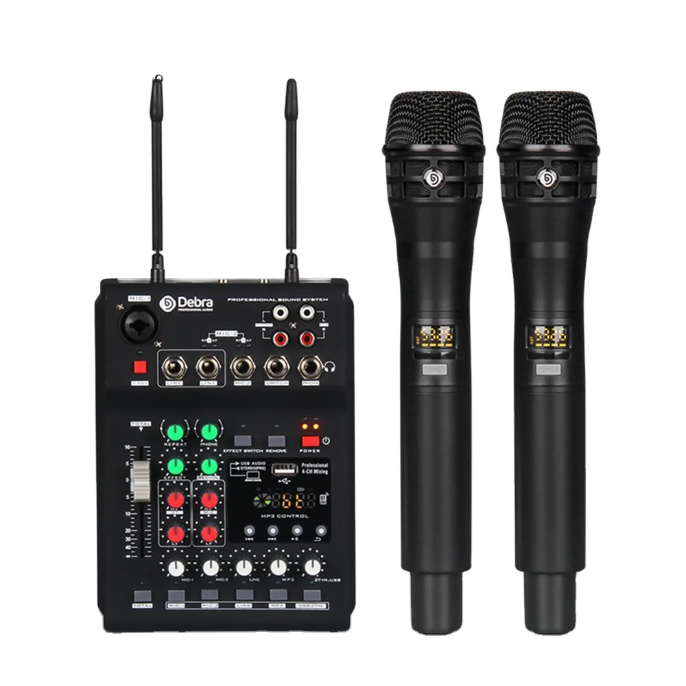 Debra Audio UHF Micrófono inalámbrico de doble canal Juego de mezclador de  audio con conector XLR Aprobado por La CE para uso en teléfonos celulares