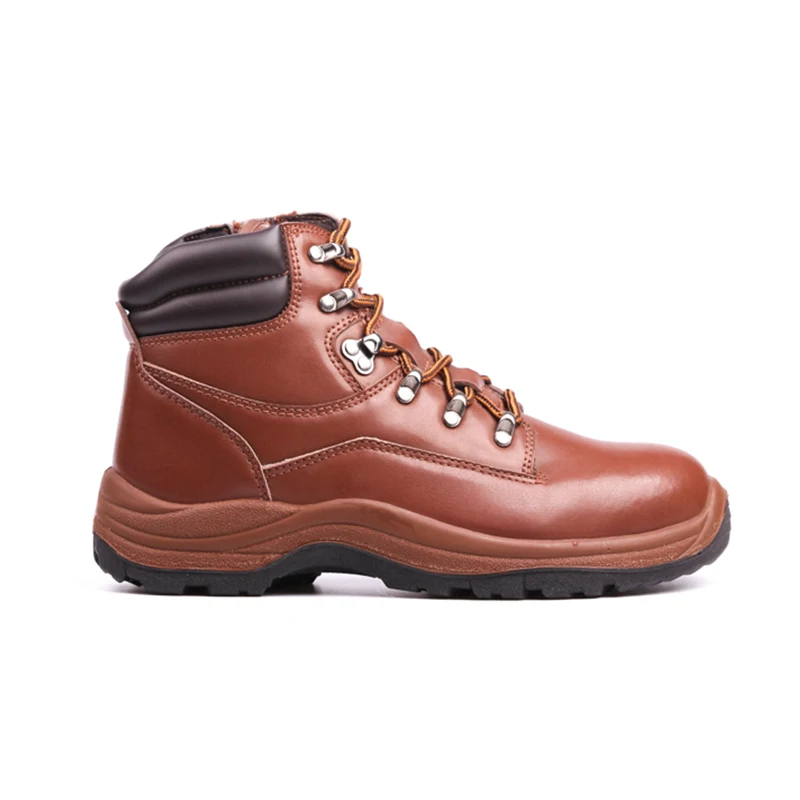 Red PU Leather Zipper Safety Boots Non Slip Hiking Shoes