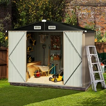 Mochen 6x8ft Eco-Friendly Outdoor Metal Storage Shed Durable Garden Roofed Tool Shed