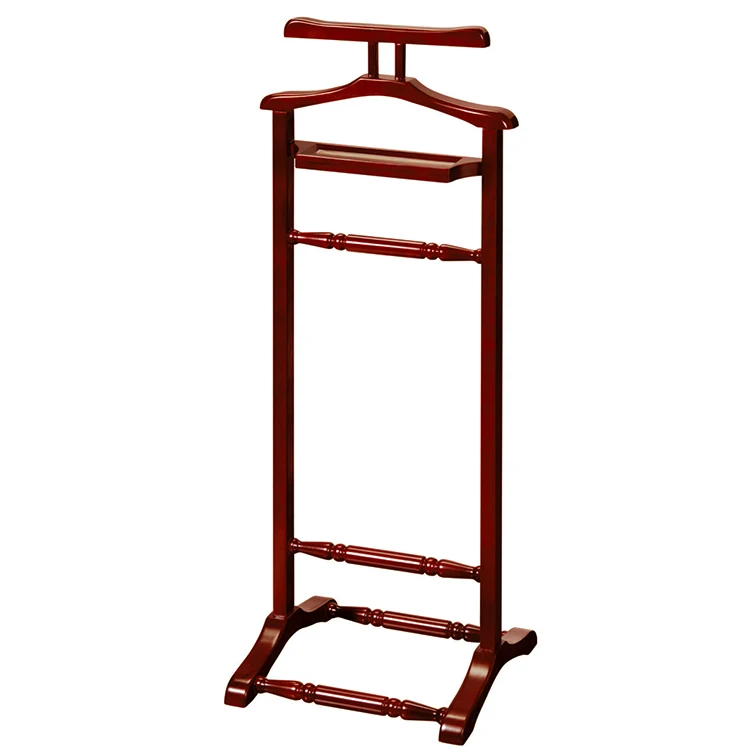 Wardrobe Wood Suit Valet Rack Freestanding Contour Hanger Trouser Shoe
