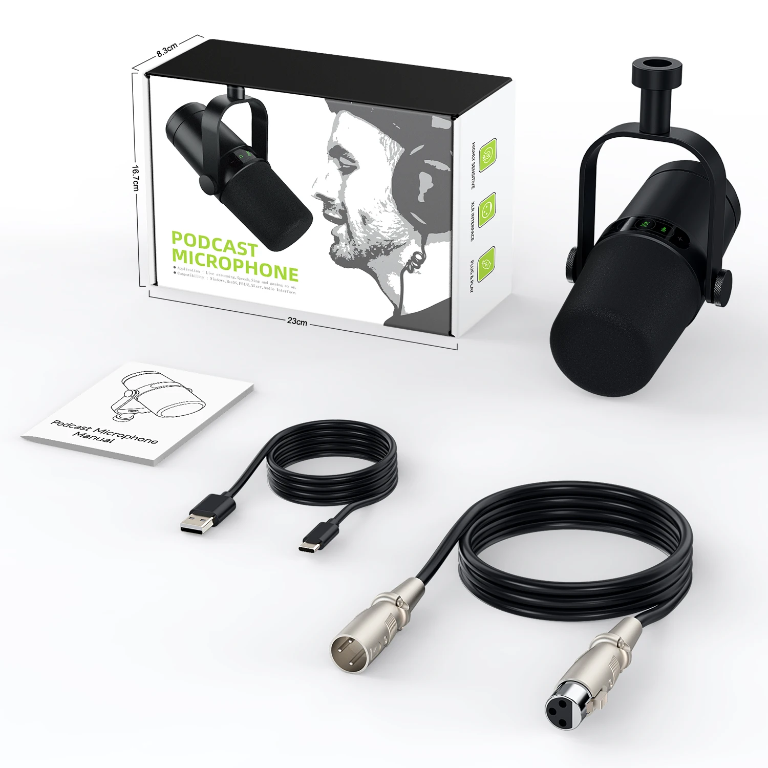ZTT30 Professional Audio Studio Recording Dynamic XLR USB Youtube Wired Vocal Microphone