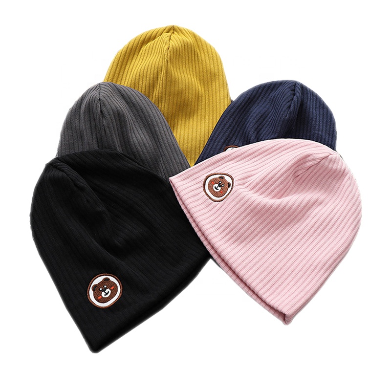 Оптовая продажа Лидер продаж в наличии высококачественные Популярные Простые Красочные Детские шапки с вышивкой медведя детские хлопковая