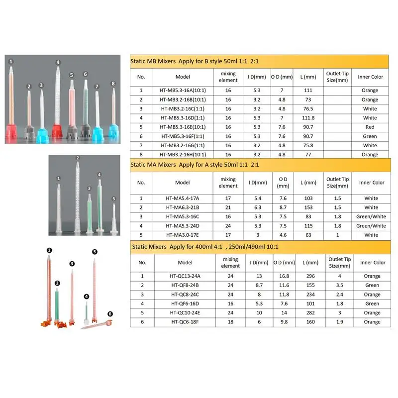 Adhesive Epoxy Mixers Square Static Mixing Nozzles For Glue Two ...