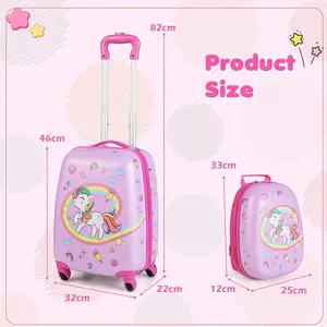 Kids Luggage with Spinner Wheels 5 Piece Carry on Suitcasesfor Girls Airline Approved 16" Toddler Suitcase Set