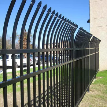 Hot Selling High Quality Decorative Black Coated Bent Top Fence Curved Top Steel Picket Wrought Iron Fence Zinc-steel Fence
