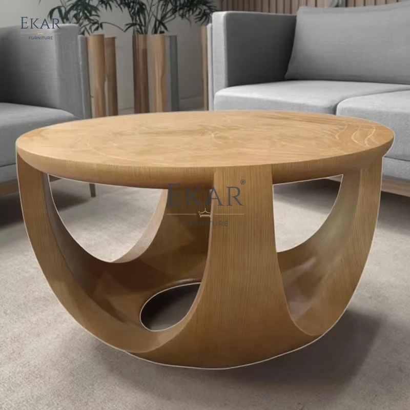 product modern nordic design round side table solid wood with carved tabletop suitable for home or villa-59