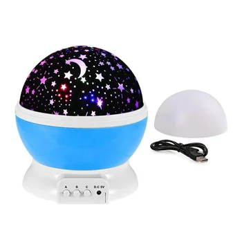 Modern RGB battery moon star starry projector lamp 3D led night lights for kids baby children