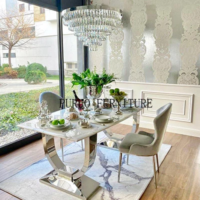 Marble Table Top Replacement Dining Table Modern Stainless Steel  Base Wedding Furniture Event Furniture for Dining Furniture