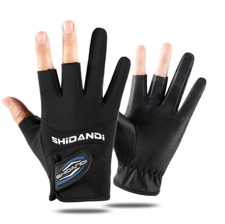 leather fishing gloves three finger High-quality Comfort Anti-Slip 