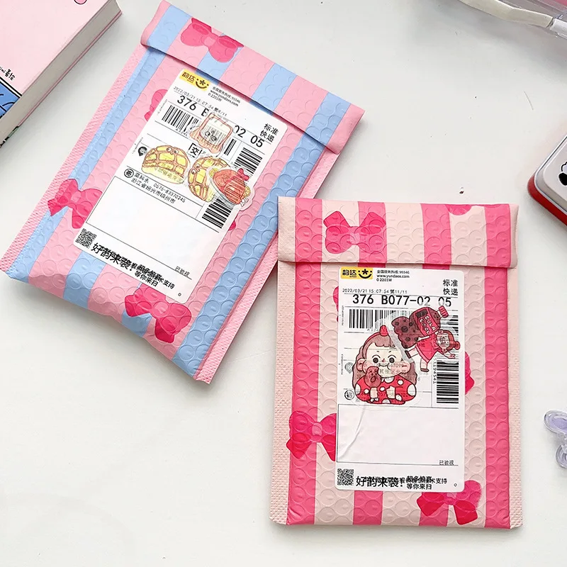 Custom Cute Bow Printed Poly Bubble Mailers Design Padded Shipping Envelopes Mailing Bags for Gifts