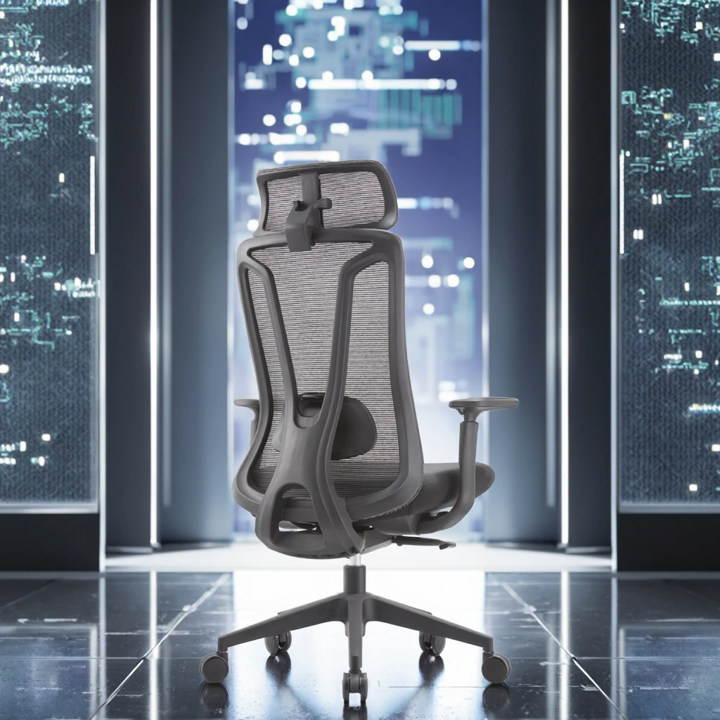 Luxury Breathable Special Mesh Chair Double Layer Weave Contoured Backrest Full Adjustment Soft Headrest Office Executive Chair 6