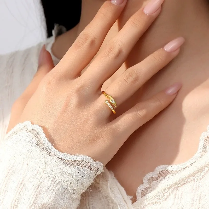 Fashion Jewelry 925 Sterling Silver Mama Diamond Rings for Women