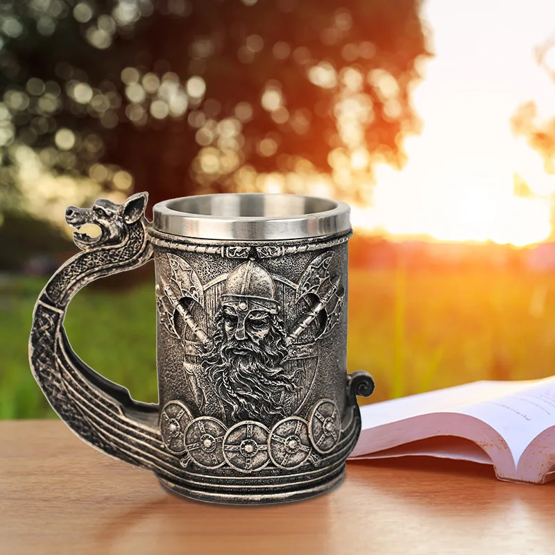 Viking Tree of Life Mug Set VK02 Celtics Thor Beer Mug Collection Resin Novelty Party Wood Barrel Cup Viking Mug Stuff