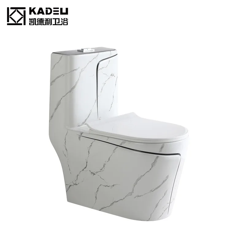 Luxury Marble Toilets Gold Line Design One Piece Dual Flush Water Closet Black Marble Bathroom