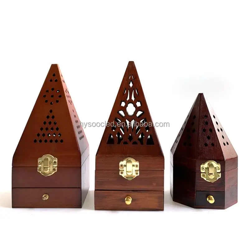 Pyramid Arabic Style Wooden Incense Burner Holder Custom Logo Wooden ...