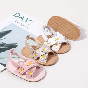 2026 New Fashion Soft PU Baby Girl Shoes with Cute Flower Design Easy Wear Anti-Slip Sole 0-15 Months Newborn Girls Summer Flat