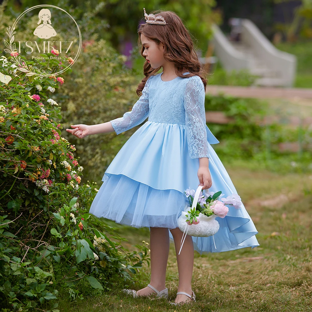 Alibaba.com: FSMKTZ T5369 Elegant Princess Party Dress, Long Sleeve Satin  Lace Gown for Girls, Floral Pattern Design. Explore ODM and OEM services  for customized orders.