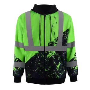 Hi Vis Work Jackets Pullover Hoodies American Grit ANSI Class 3 Mechanic Uniforms Men Hooded Clothes Reflective Safety Clothing