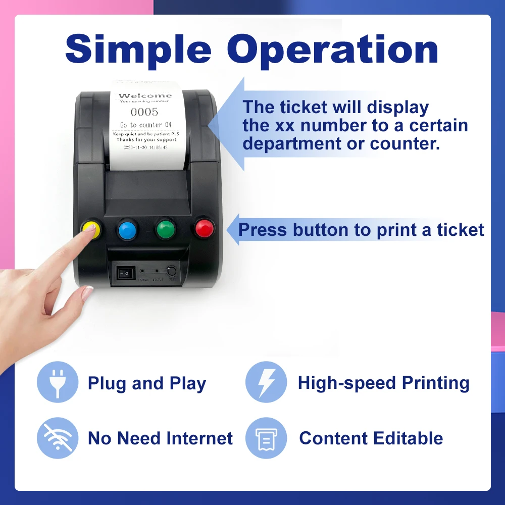 Queue Calling System Ticket System Digital Number Display Ticket Counter Machine for Clinic Bank Office Customers Number Waiting