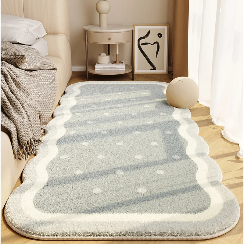 Bedroom Bed Rug Irregular Shape Microfiber Mat Machine Washable Living Room