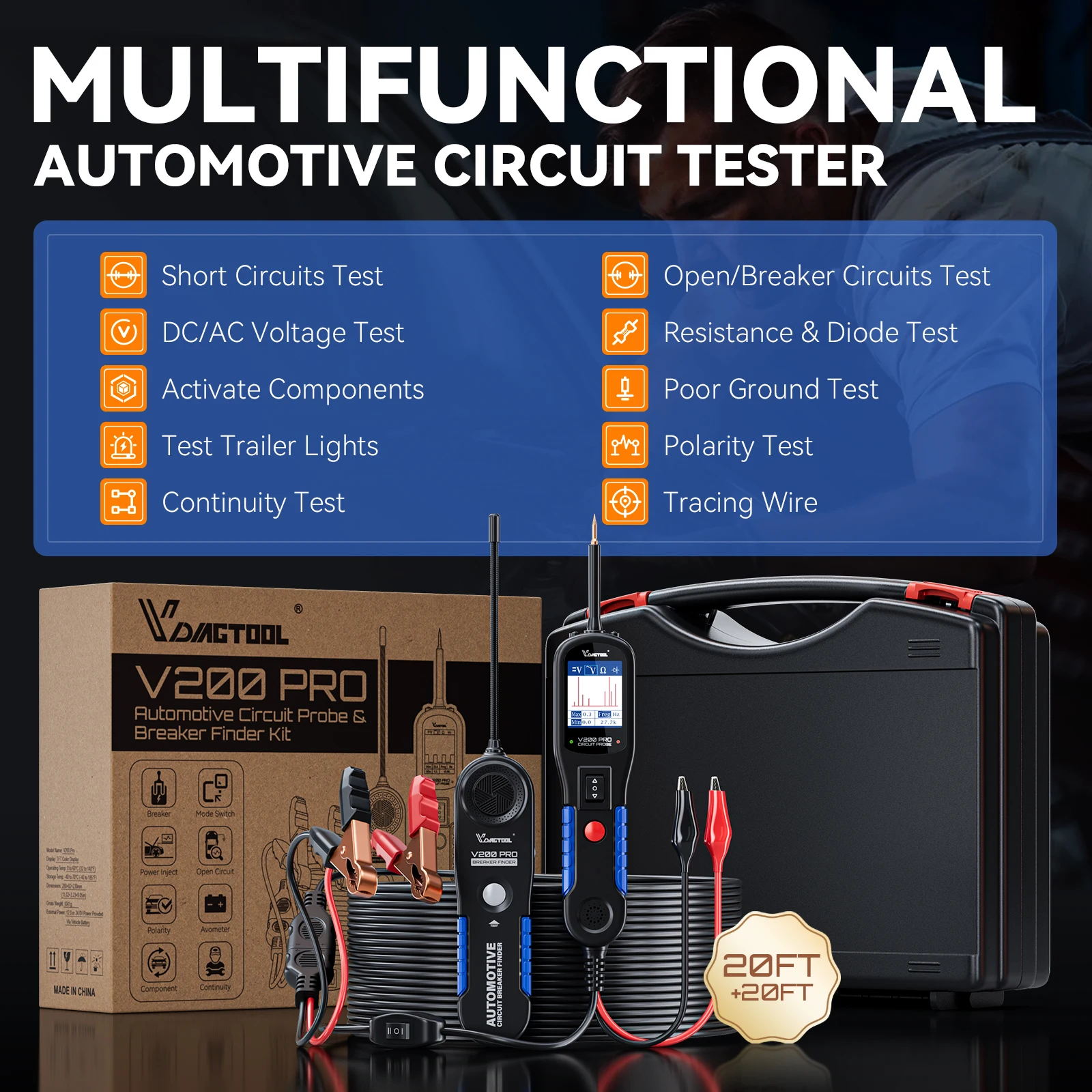 Vdiagtool V200 Pro Automotive Power Circuit Probe Tester Breaker Finder ...