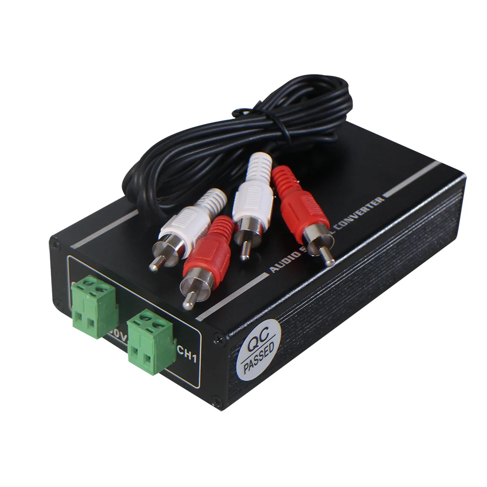2 Channel 100V Input 1.3V Line Output Aluminum Audio Converter for 100V Speaker Systems