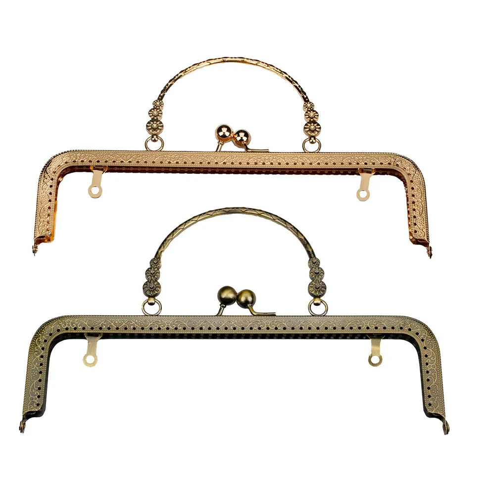 20CM/25CM Rectangle Embossing Beads Kiss Metal Purse Frame Clasp Sewing Lock for DIY Purse Bag Fashion Women's Clutch Bags