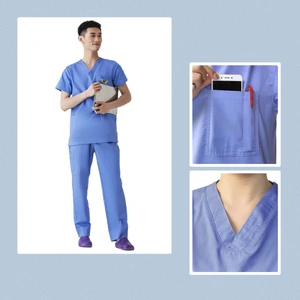 Custom Polyester Rayon Spandex Stretch Scrubs Uniforms Sets Hospital Nurse Medical Scrubs for Men
