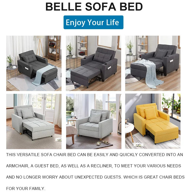 Partner Small Apartment Sofa Cum Bed Single Foldable Bed Chair Sofa Low