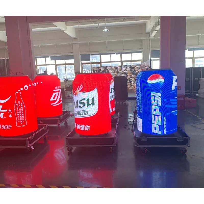Flexible Rgb Pattern Graffiti Scrolling Display Screen Panel Creative Design Drink Can Outdoor Led Display
