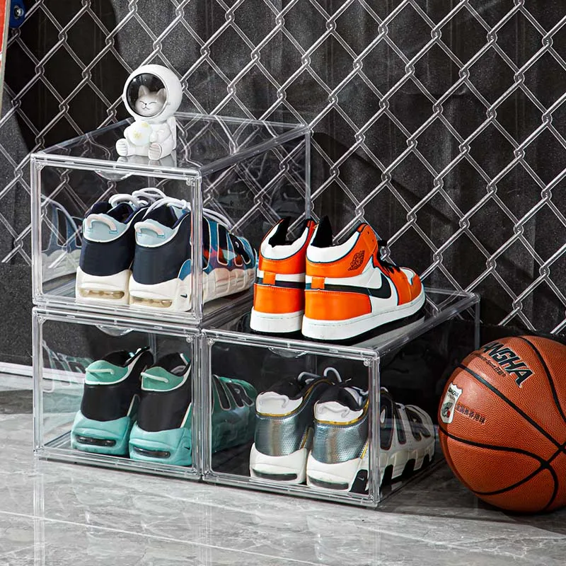 Stackable Shoe Rack Box Storage Organizer Expandable Luxury Sneaker Wall  Shoe Box Plastic Shoe Storage Box Container