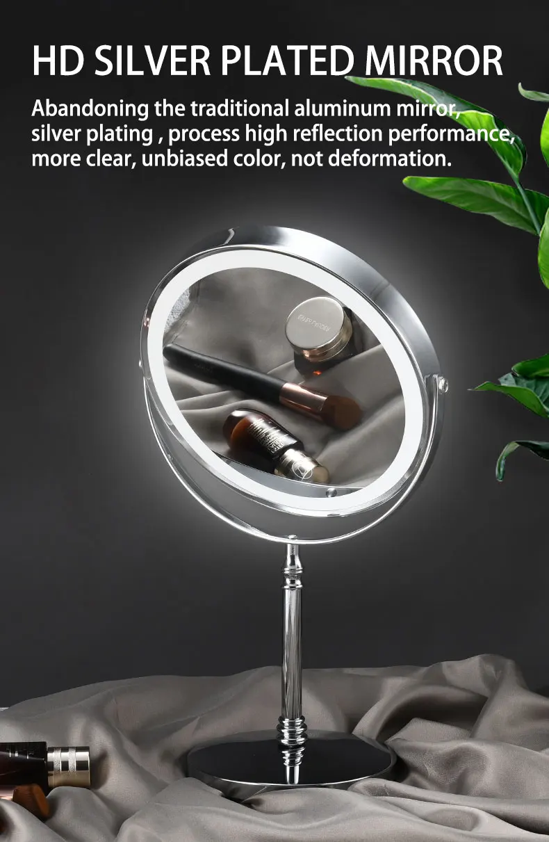 Lighted Makeup Mirror Touch Screen Chargeable desktop led Cosmetic Vanity Mirror