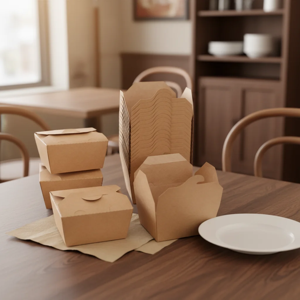 Disposable Eco Friendly Biodegradable Bento Box Thickened Kraft Paper Lunch Container Leak Proof Microwavable