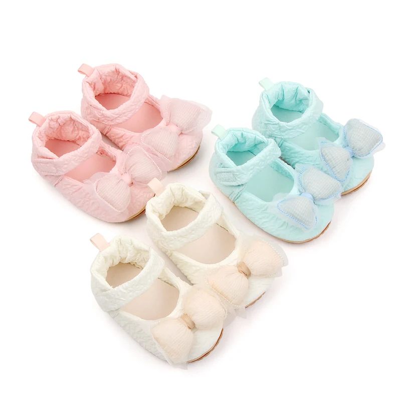 Spring and Fall New Embossed Bow Soft Soled Baby Princess Walking Shoes