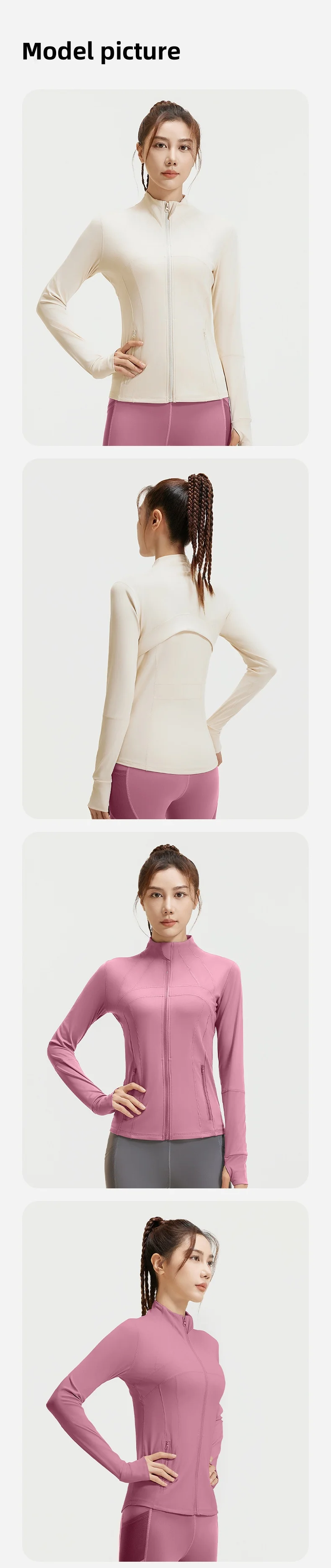 product new arrival zip up long sleeve with pocket gym wear butt lift workout yoga leggings high waist yoga jacket with set for women-59