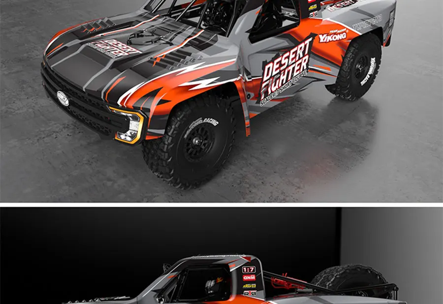 YK 1/7 4072v3 Rear Straight Bridge Desert Electric Short Truck Remote Control Car DF7 RC Remote Control Off-road Vehicle